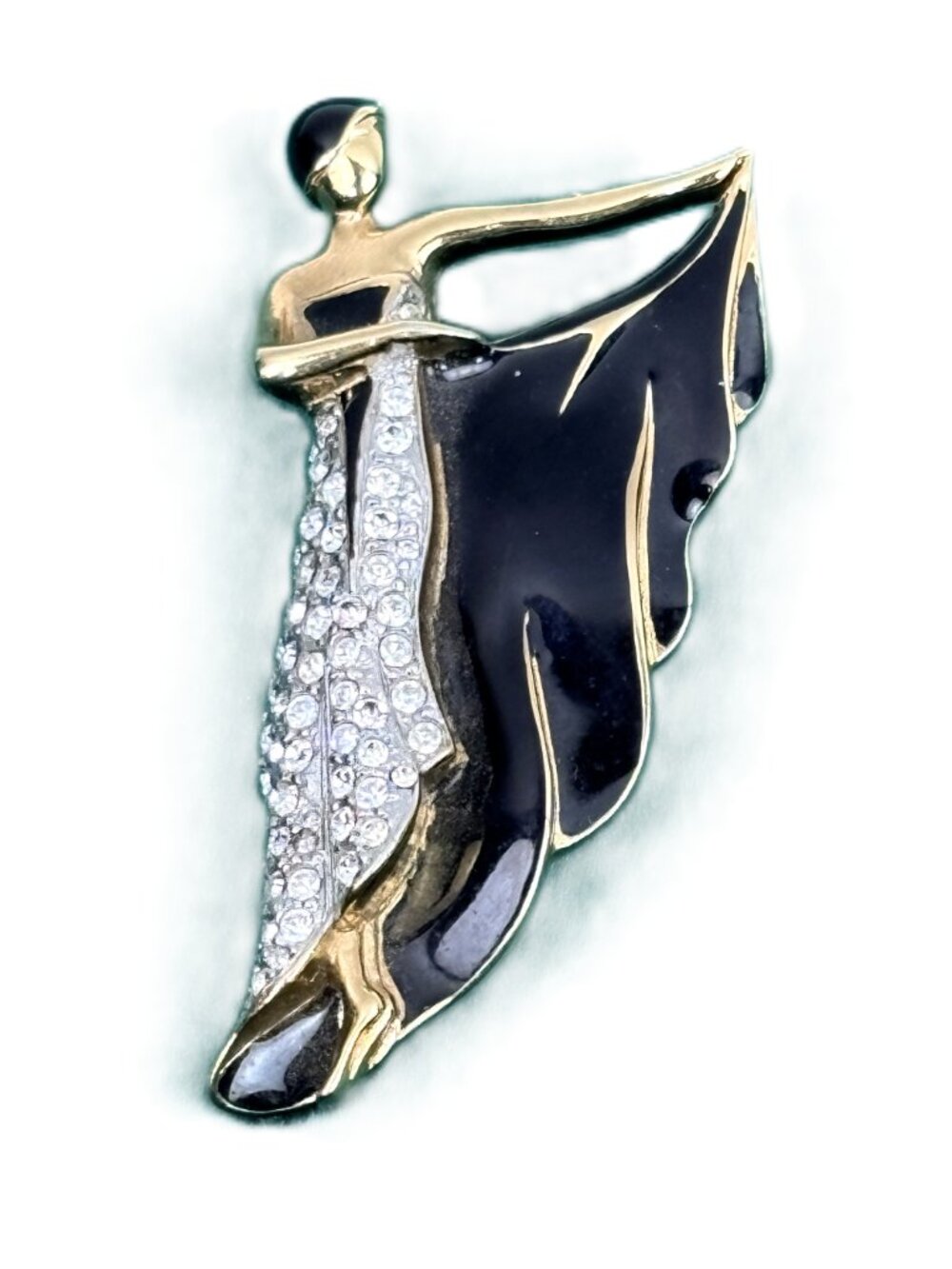 Vintage Carolee Signed Art Deco Style Figural Lady Brooch Pin